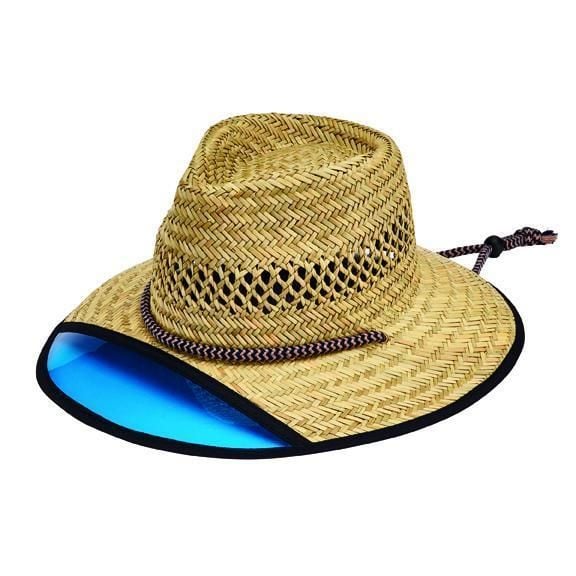 RSM585LXNBL MEN'S RUSH STRAW LIFEGUARD HAT WITH FRONT PLASTIC VISOR AND AD