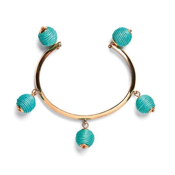 BSJ0002-SINGLE BANGLE WITH BAUBLE DROPS - WOMENS O/S Turquoise