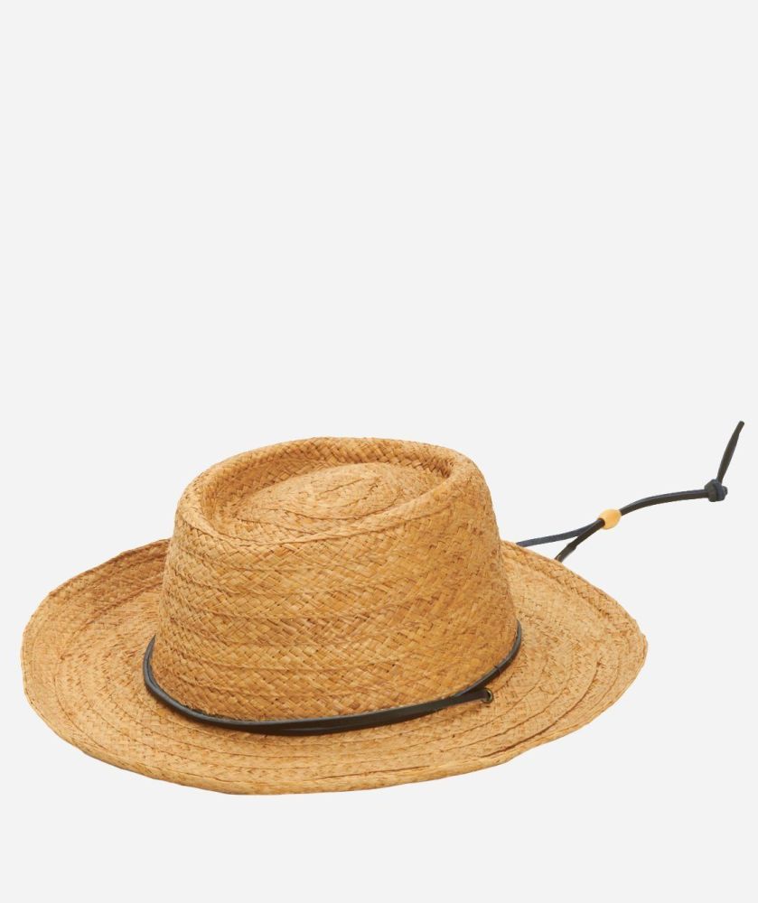 MENS STRAW GAMBLER WITH LEATHER CHIN CORD AND STRETCH BAND (RHM6002OSNAT)
