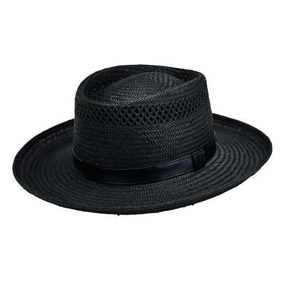 PBM1040SMBLK MEN'S WOVEN PAPER GAMBLER WITH FAUX LEATHER BAND (PBM1040)