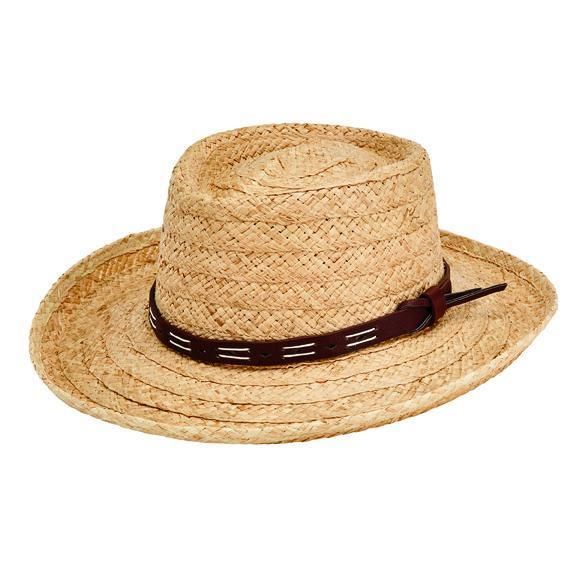 RHM6100SMNAT MEN'S RAFFIA BRAID GAMBLER WITH FAUX LEATHER BAND