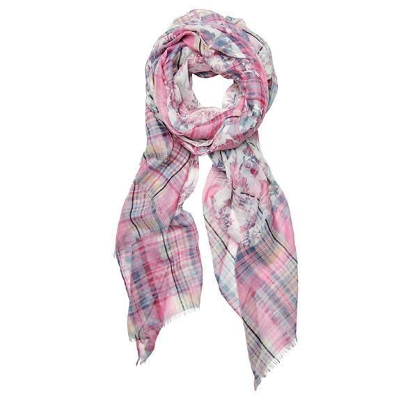 BSS1724-WOMENS WOVEN FLORAL WITH CHECKERS  -  PINK   -  WOMENS O/S