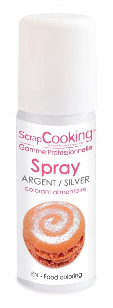 Scrap Cooking: Spray dye bomb silver 50ml. MOQ 8 Units @ £7.37 per unit 4029