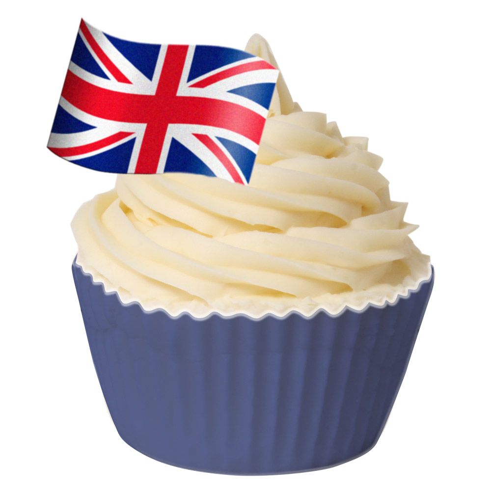 Pack of 12 Edible Wafer Decorations - Union Jack