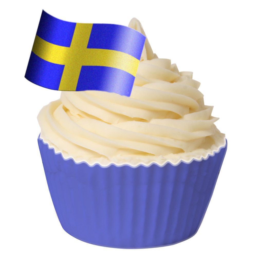 Pack of 12 Edible Wafer Decorations - Swedish Flag - Flag