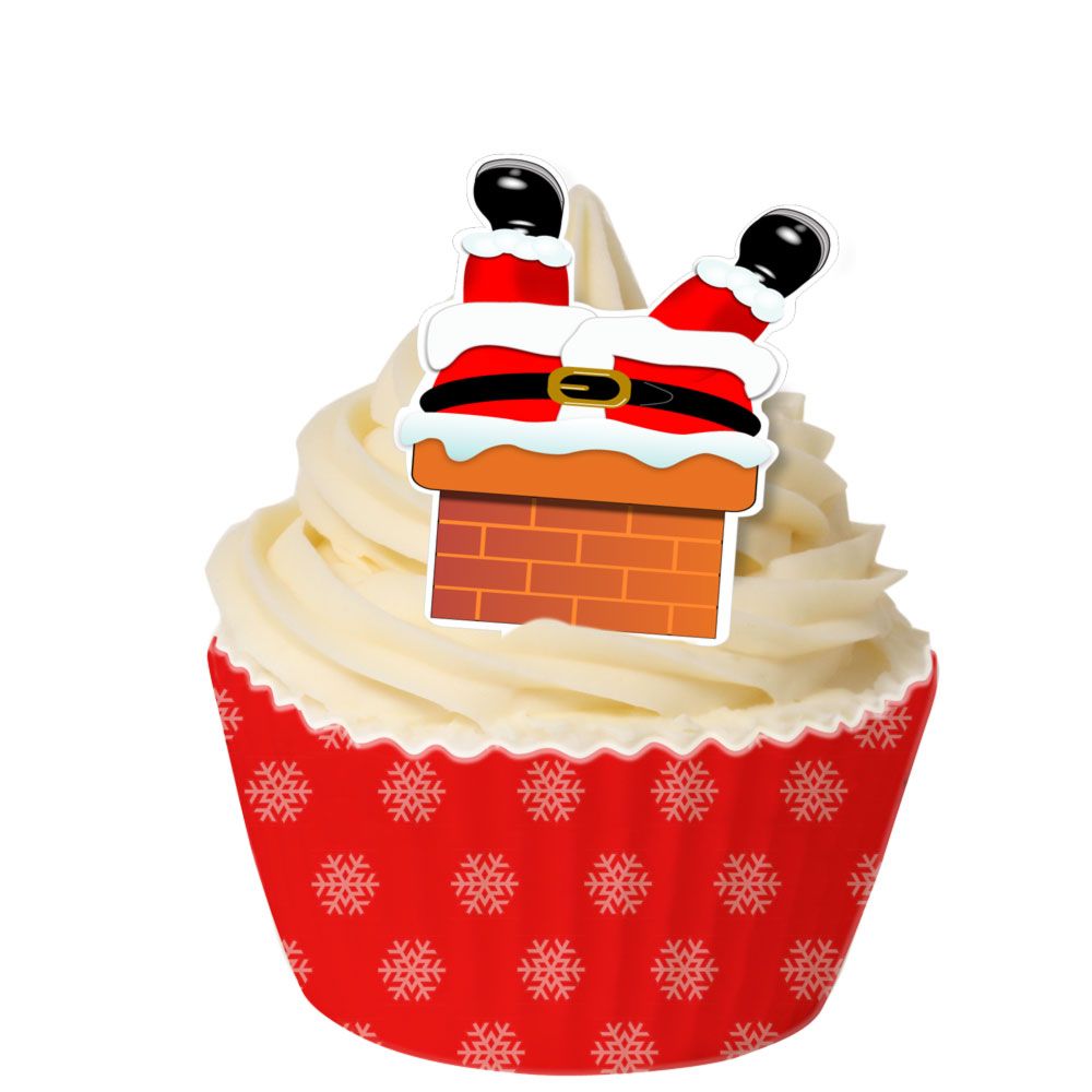 Pack of 12 Pre-Cut Edible Wafer Decorations - When Santa got stuck up the chimney