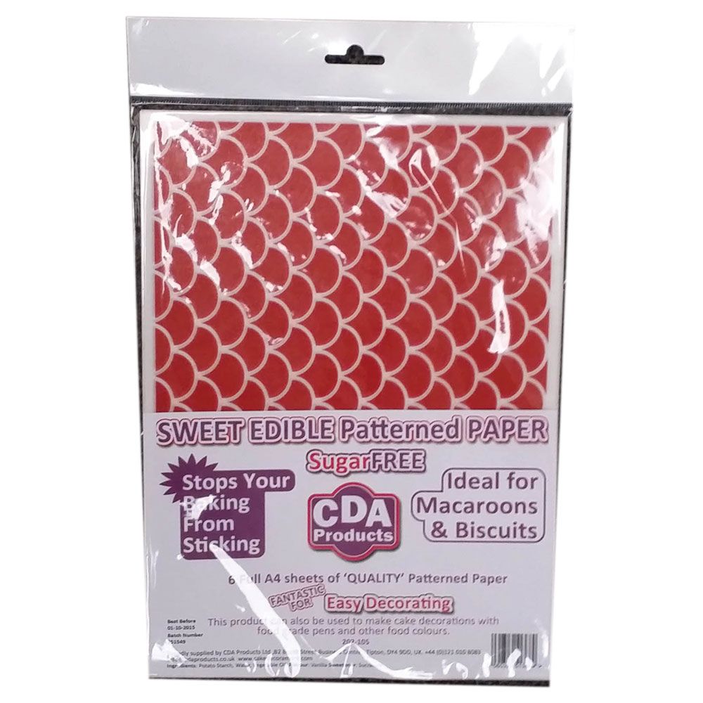 Patterned Paper(A4) - Fish Scales - Red. Pack of 6