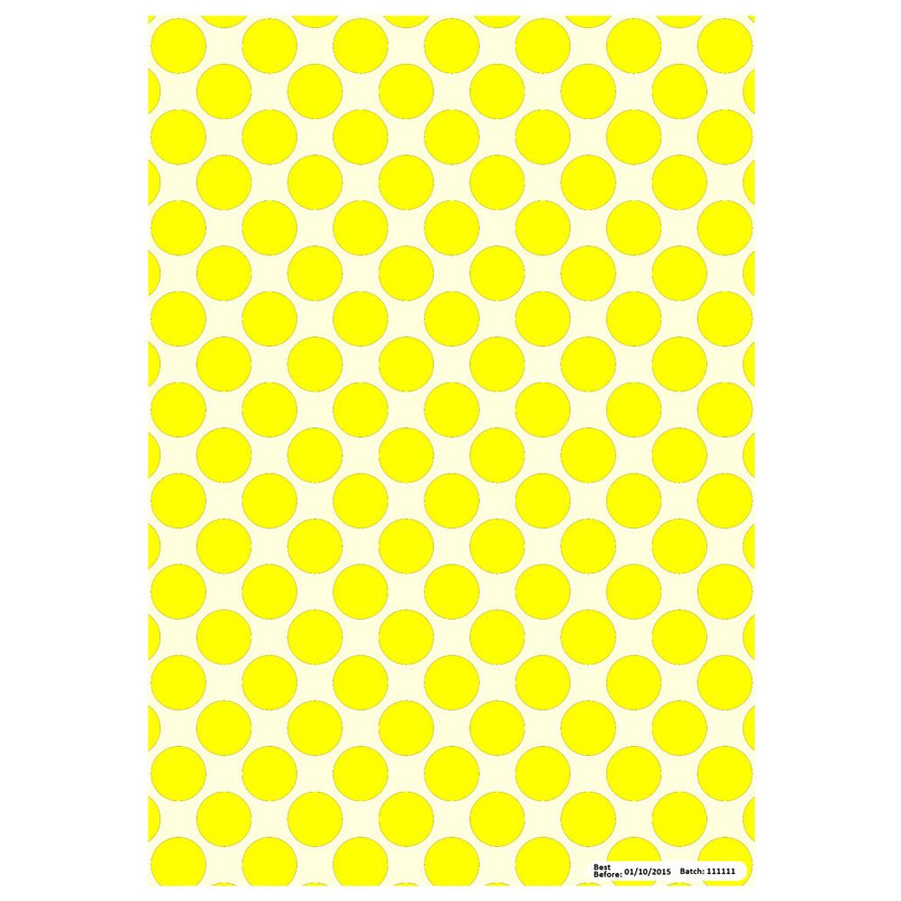 Patterned Paper(A4) - Large Polka Dots - Yellow. Pack of 6