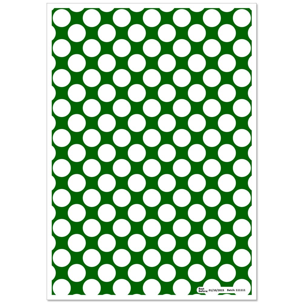 Patterned Paper(A4) - Large White Polka Dots - Dark Green. Pack of 6