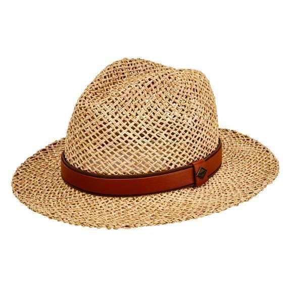 SDH3046SMNAT- Pinched twisted raffia fedora: Natural