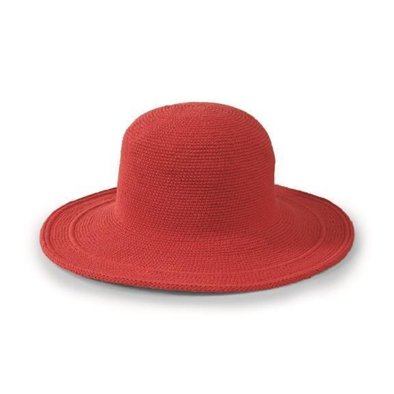   San Diego Hat Company's Original Women's Cotton Crochet Large Brim Hat - RED (CHL5)