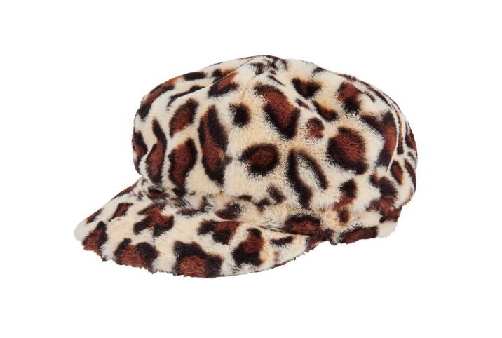 San Diego Hat Company: Women's leopard faux fur baker boy