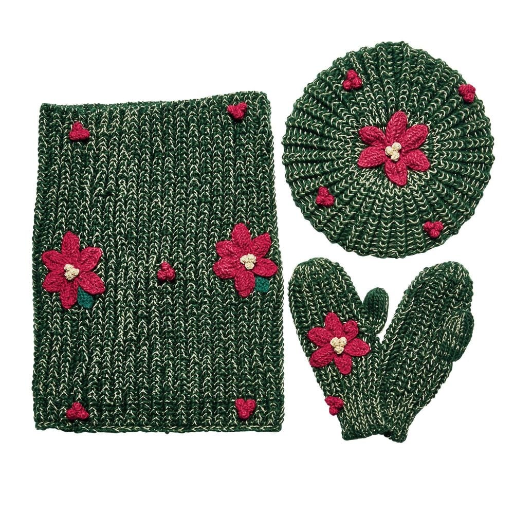 San Diego Hat Company: Women's machine knit holiday wreath scarf, beanie an
