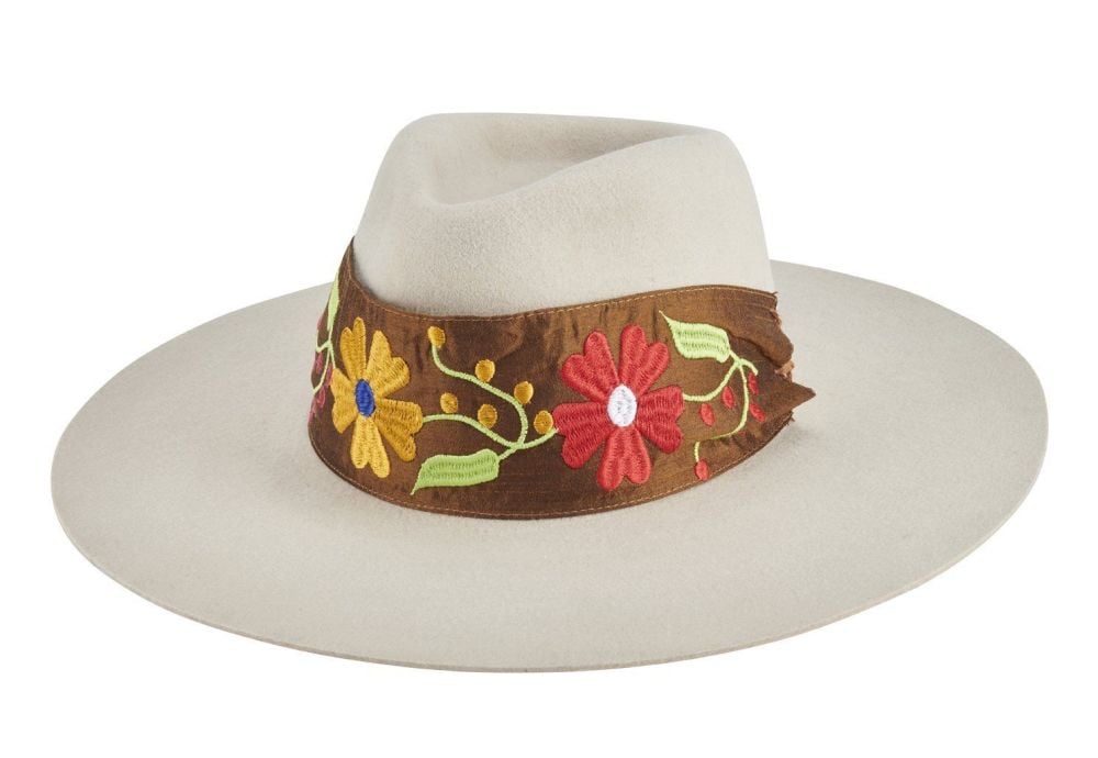 San Diego Hat Company: Women's pinch crown stiff brim fedora with embroider