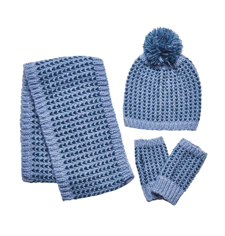 San Diego Hat Company: Woman's contrast heart pattern crochet knit set