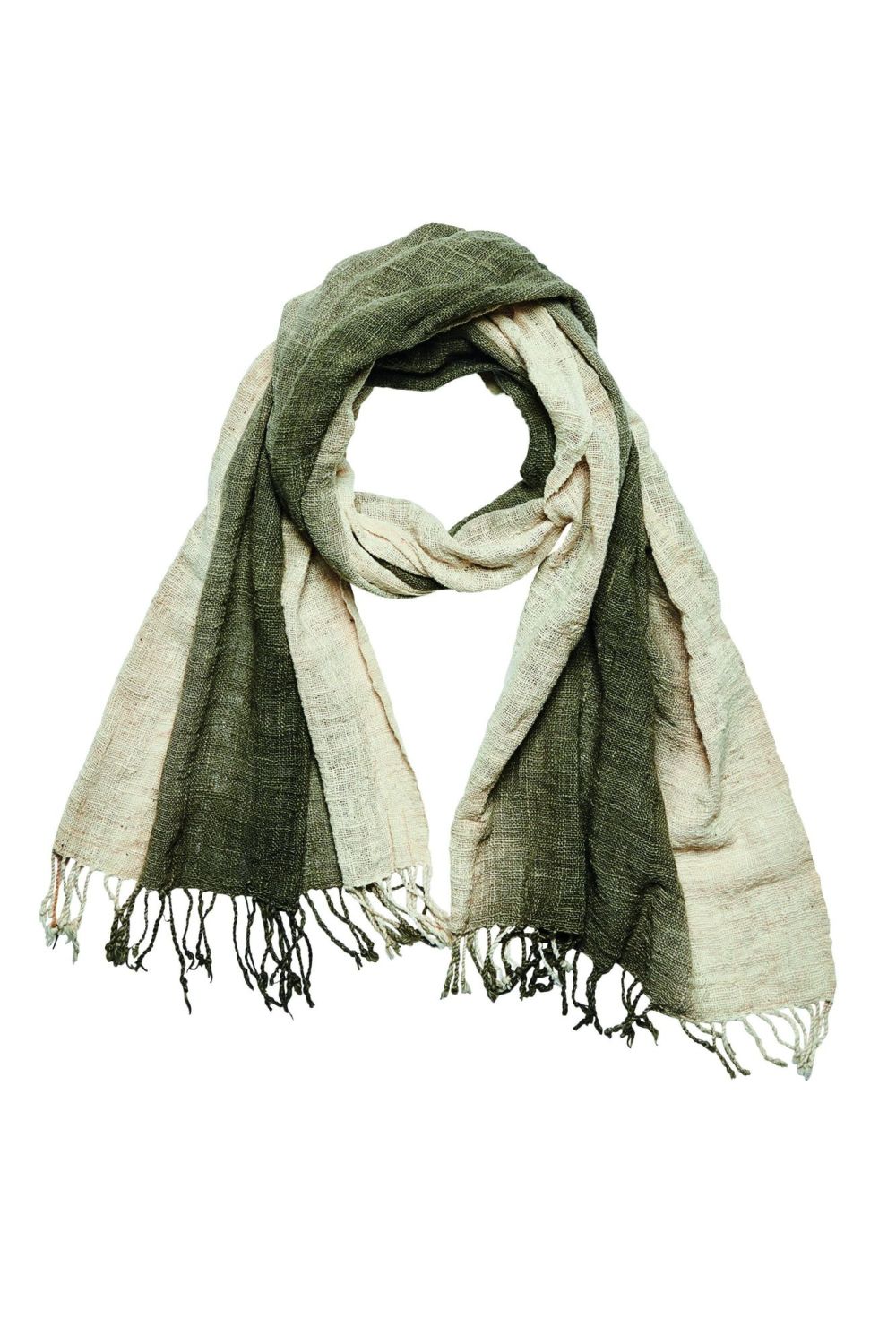 Women's hand-woven, ombre plant dyed cotton scarf
