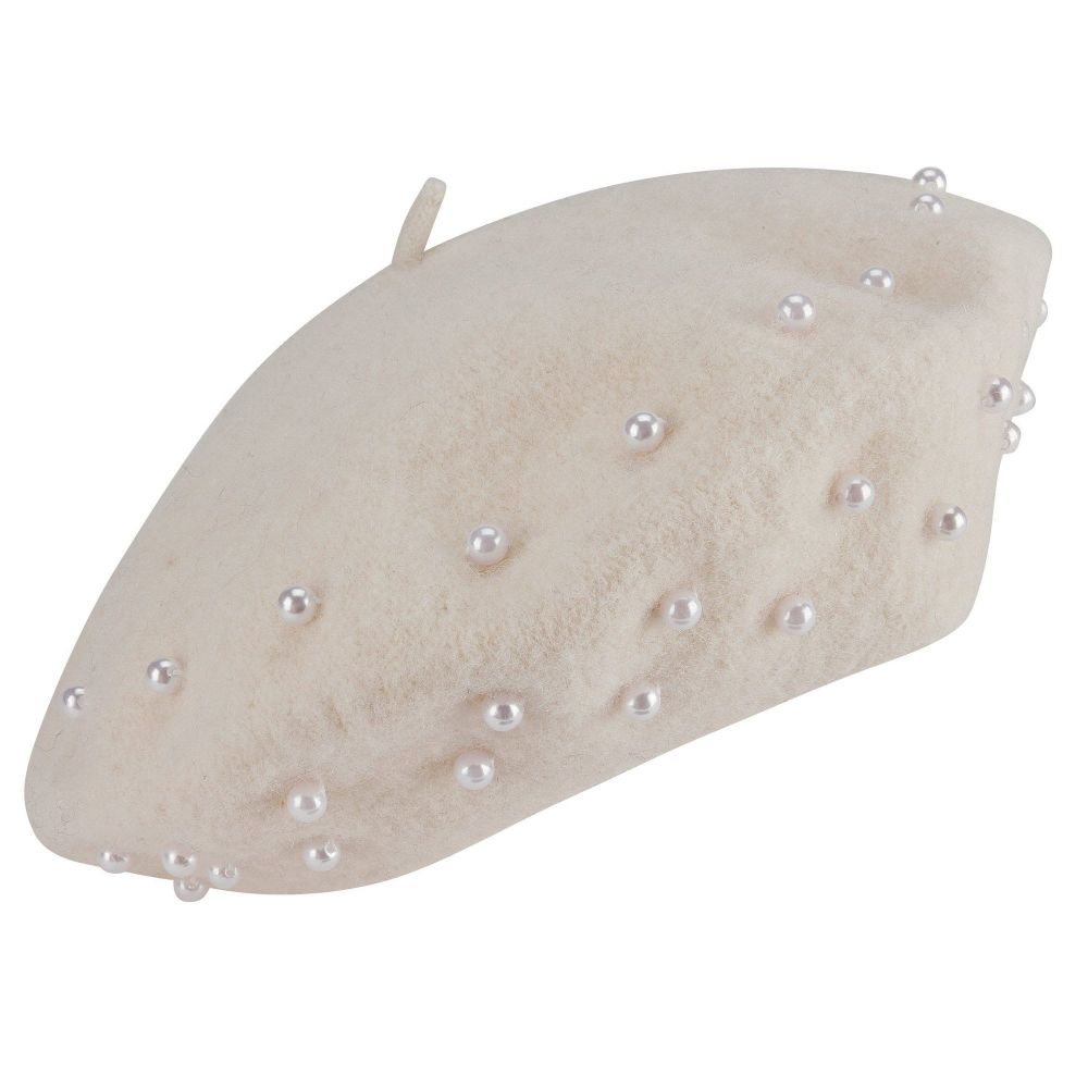 San Diego Hat Company: Women's wool beret with faux pearls