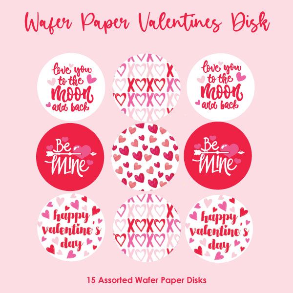 Crystal Candy Pack of 9 Pop Out  Wafer Valentines Words of Love. 100% Edible