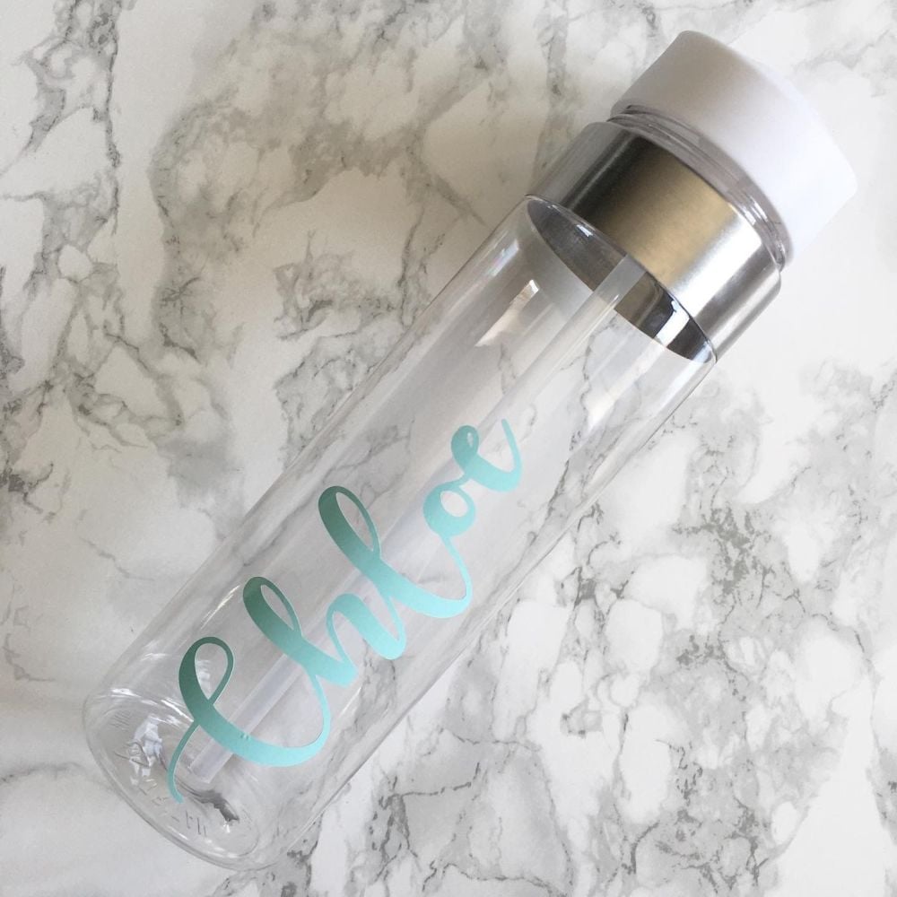 Personalised Tritan Flip Straw Water Bottle Flask 750ml