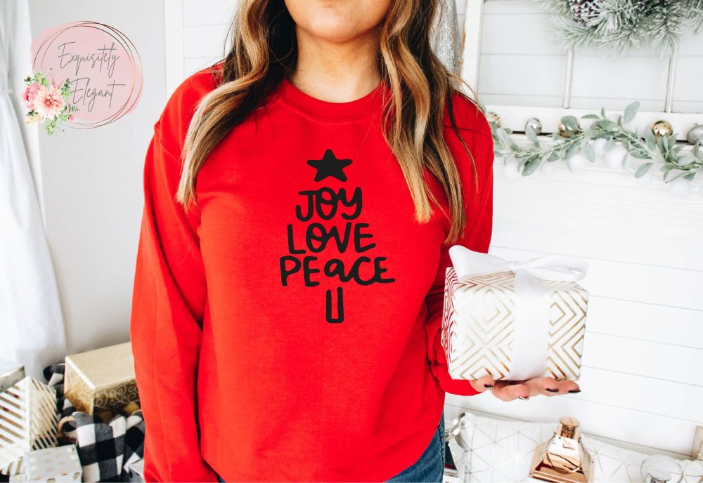 Joy Love Peace Christmas Tree Sweatshirt