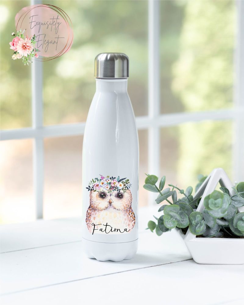 Floral Owl Double Wall Bottle