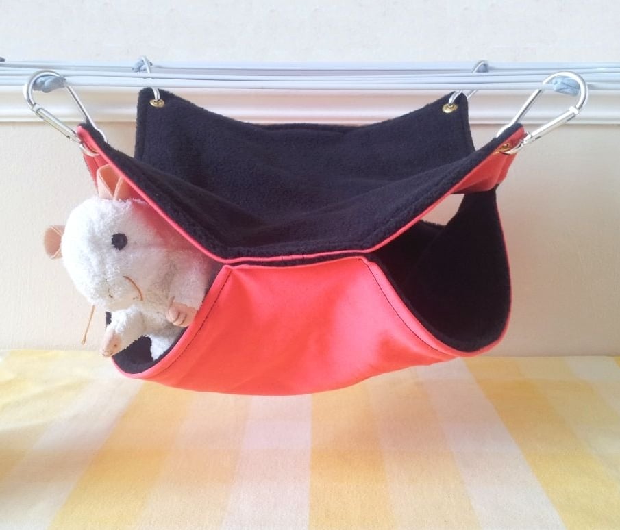 Salmon orange Denim and Black Fleece Double Hammock