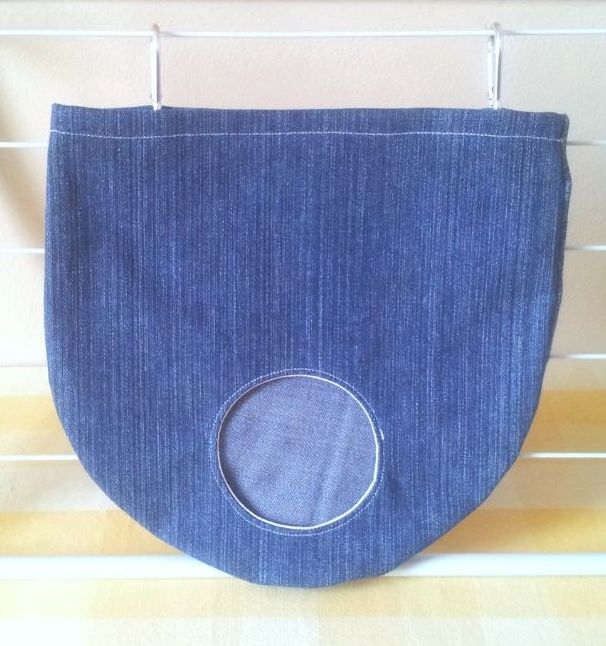 Denim with White Lining Round Opening Hay Bag