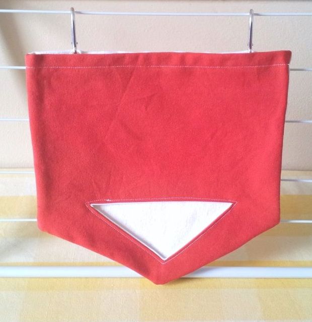 Red and White Denim Triangle Opening Hay Bag