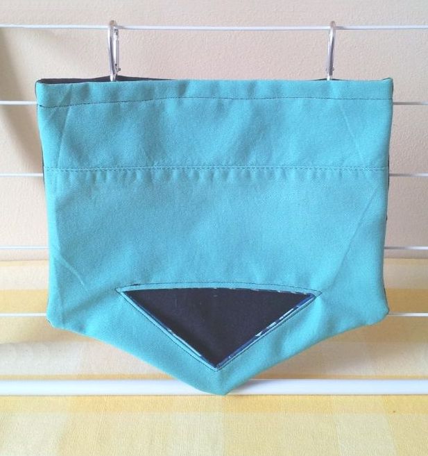 Mint and Dark Blue Denim Triangle Opening Hay Bag