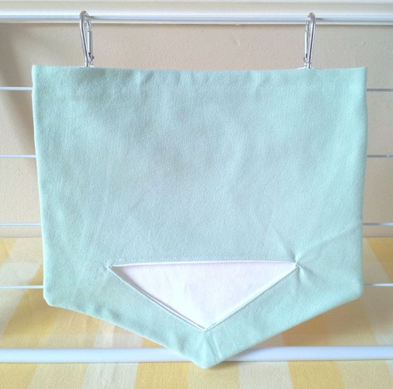 Mint and White Denim Triangle Opening Hay Bag