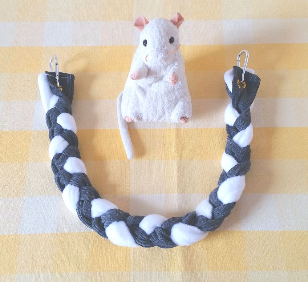 Dark Grey Denim and White Fleece Climbing rope -  22 inches