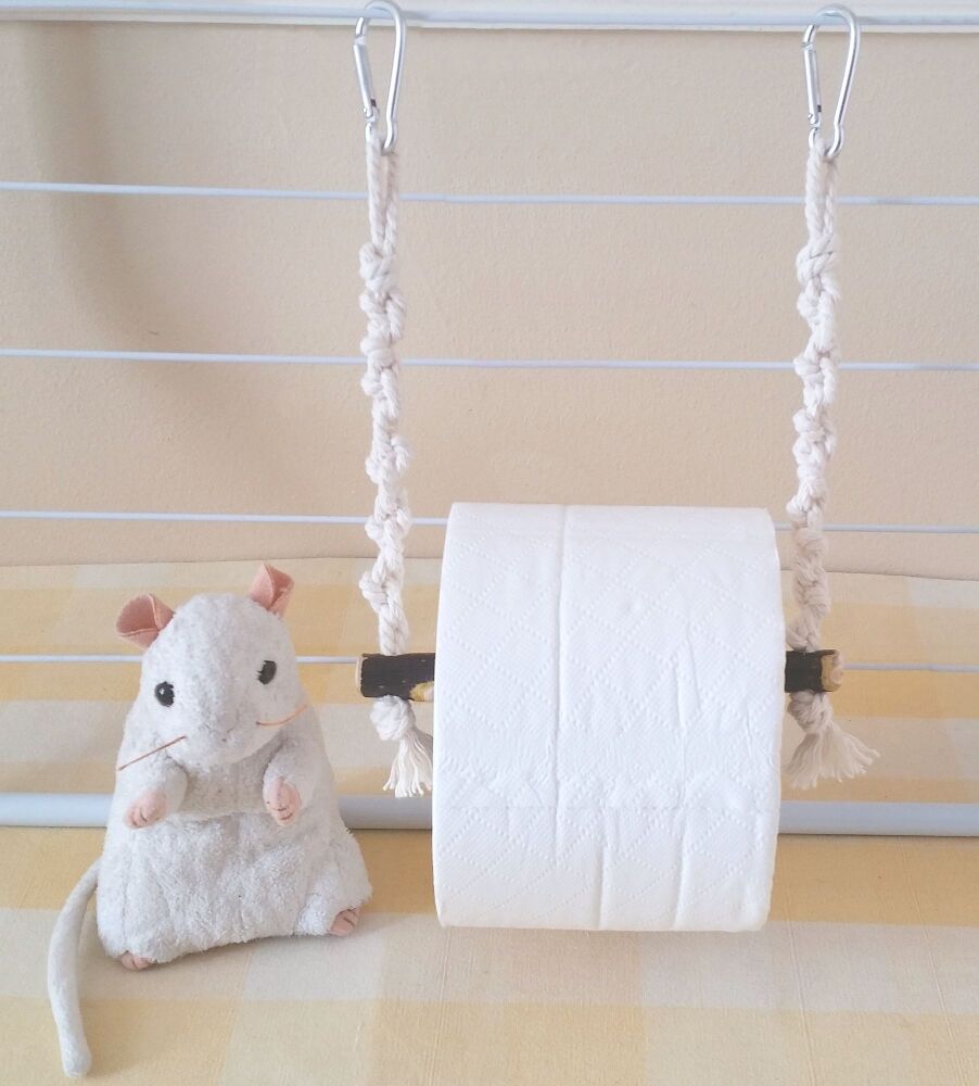 Dark Willow Hanging Rope Toilet Roll Holder - UK Homegrown Willow Wood