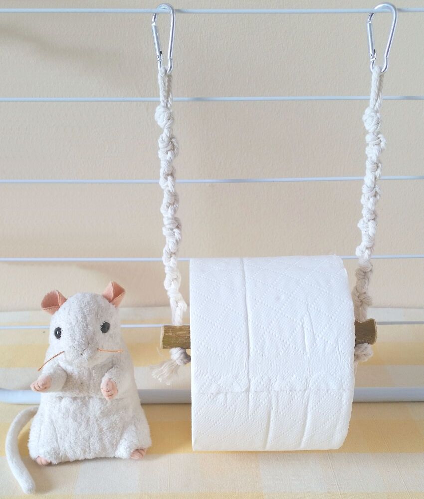 Hanging Rope Toilet Roll Holder - UK Homegrown Willow Wood