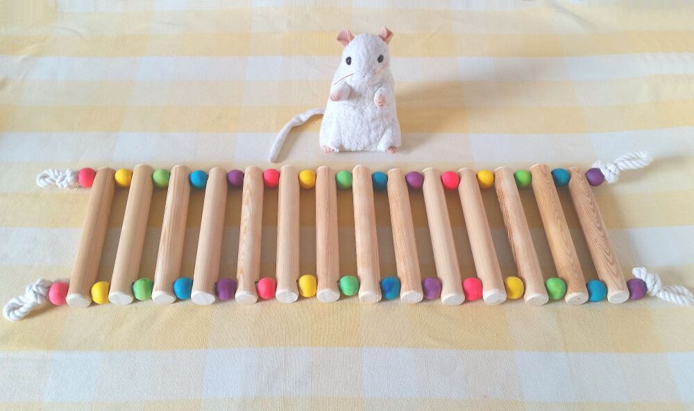 Chunky Rainbow Beaded Rope Ladder Bridge - 23 inches