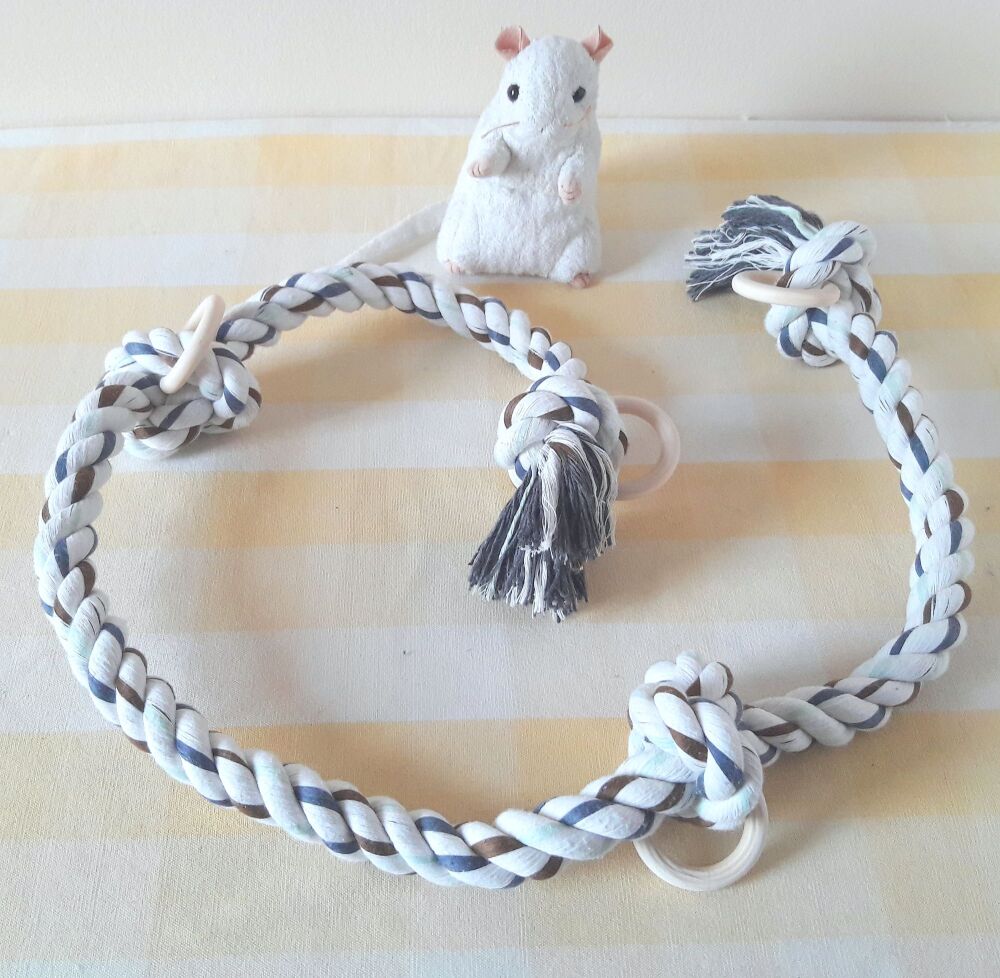 Knotted Climbing Rope with 4 Wooden Hanging Rings- 42 inch