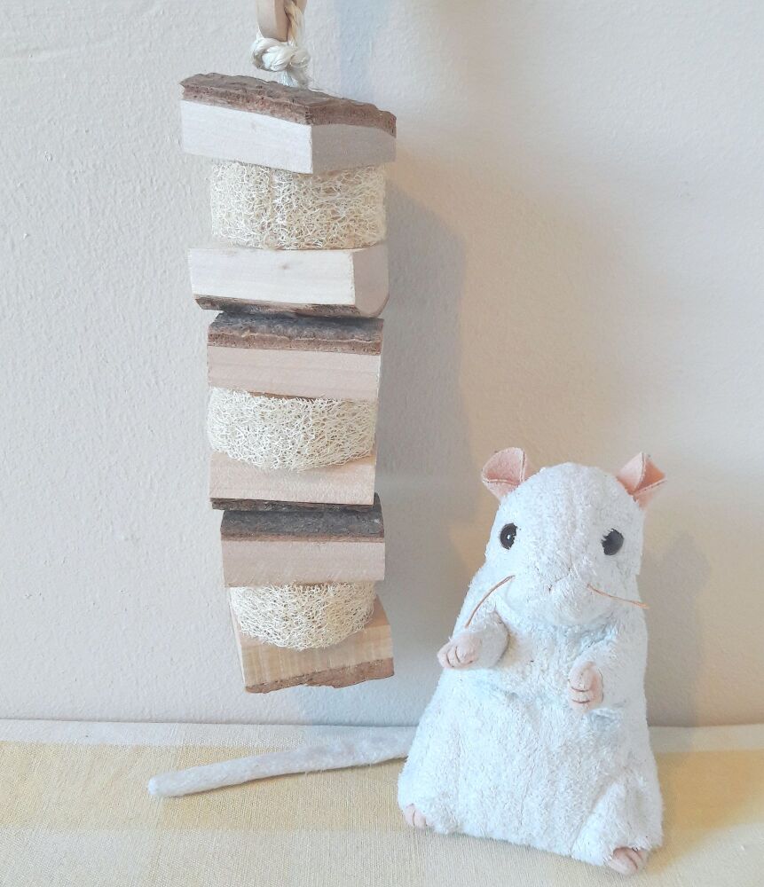 Chunky wood and loofah chew toy
