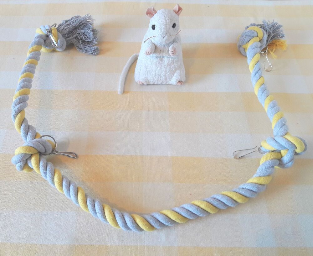 Knotted Climbing Rope with 4 Metal Hanging Rings and Clips- 39 inch