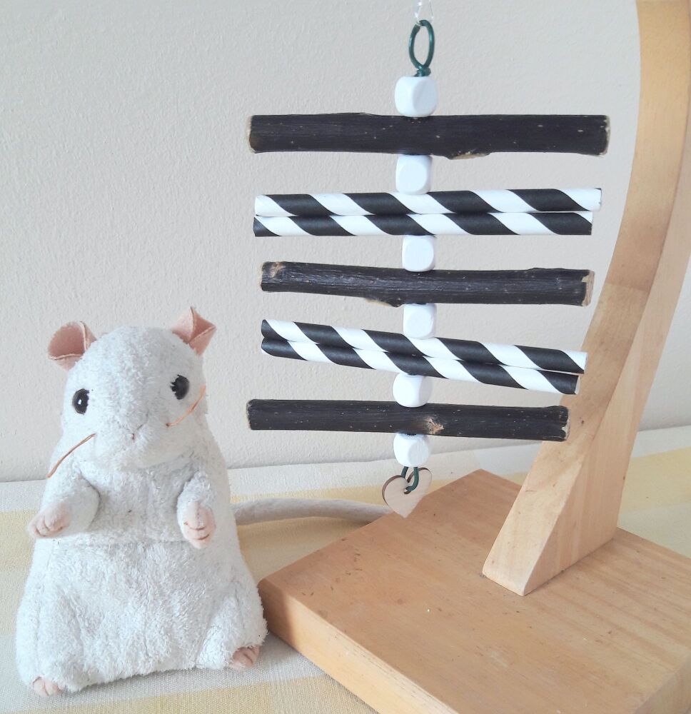 <!-- 014 -->White Beaded Dark Willow Shredder Chew Toy - UK Homegrown