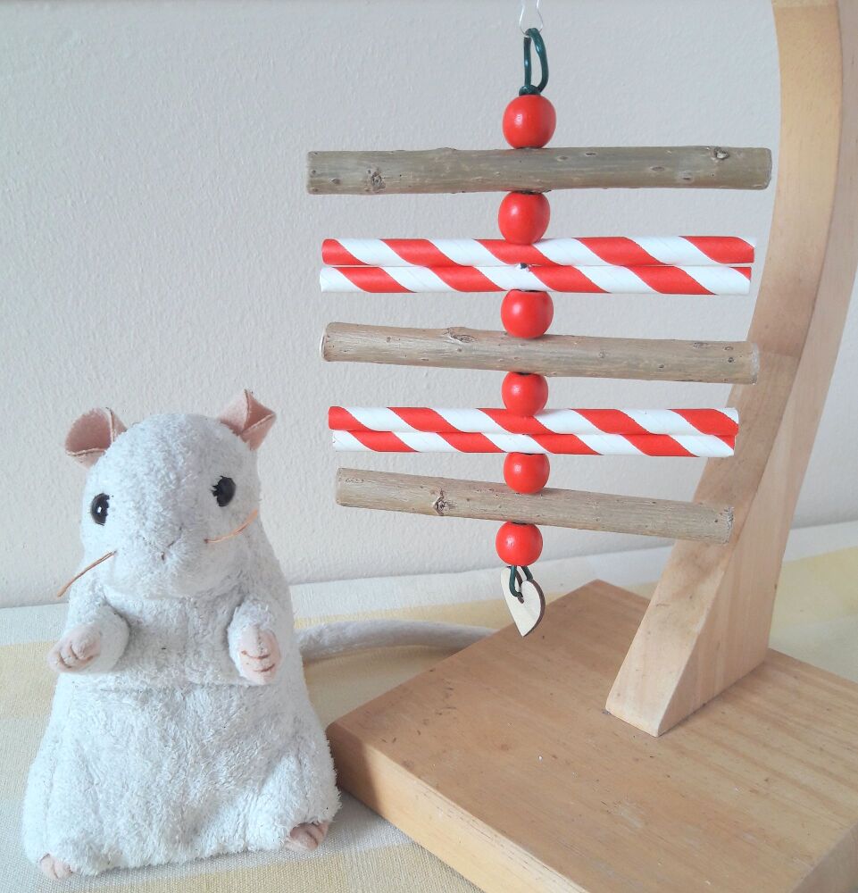 <!-- 011 -->Red Beaded Pale Willow Shredder Chew Toy - UK Homegrown