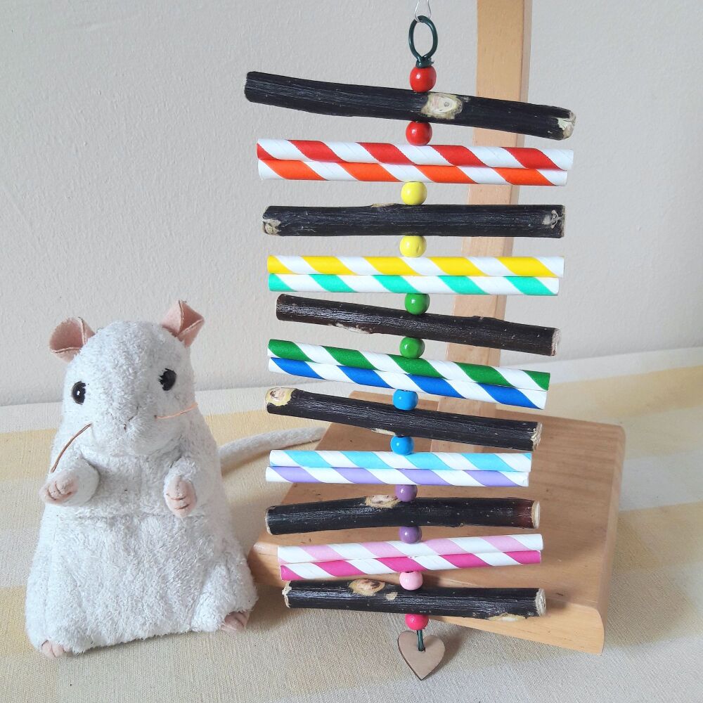 Large Rainbow Beaded Dark Willow Shredder Chew Toy - UK Homegrown