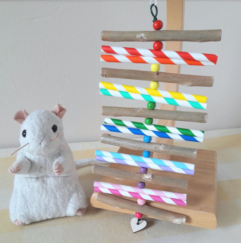 Large Rainbow Beaded Pale Willow Shredder Chew Toy - UK Homegrown