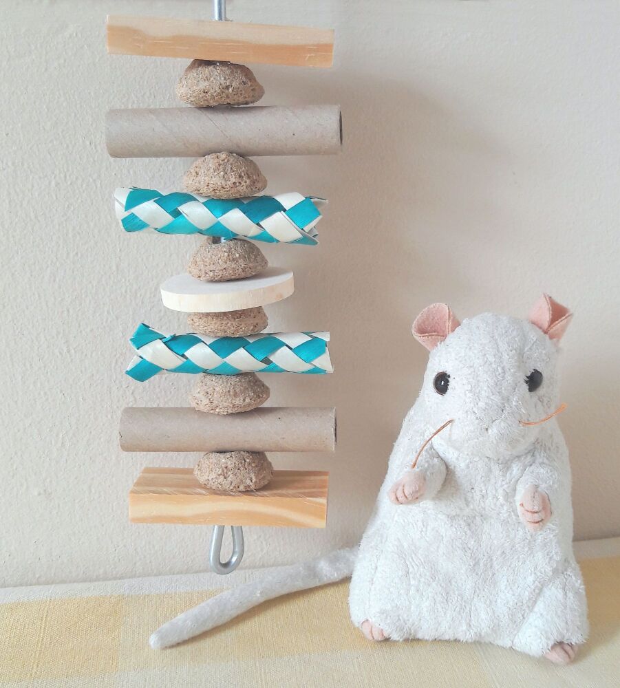 Nibble and Gnaw Refillable Natural Multi Texture Kebab with Barley Ring treats