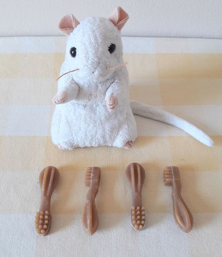 4 Whimzees XS Toothbrush Shaped Chews