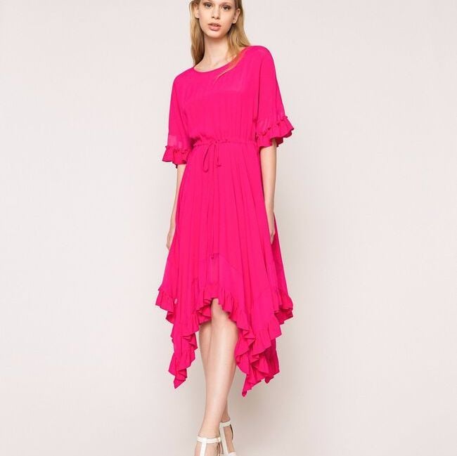 Silk Blend Crepe de Chine Dress