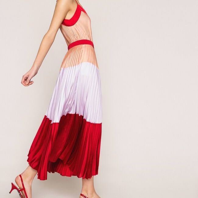 Twinset Pleated Long Satin Skirt