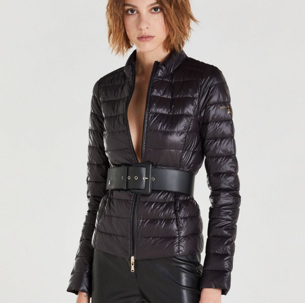 Patrizia Pepe Ultra Light Reversible Down Jacket. Available in black/blue a