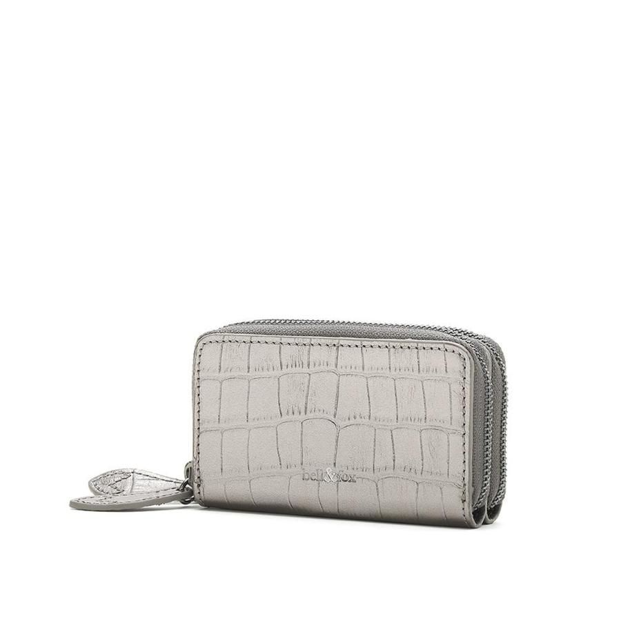 Bell & Fox AVA Mini Double Zip Purse - Pewter Croc