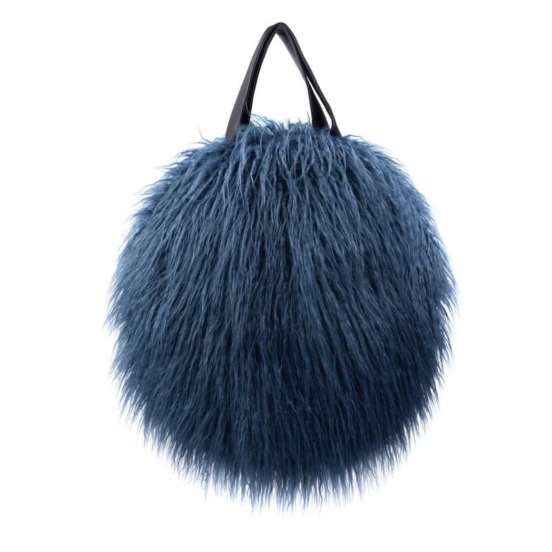 Helen Moore Faux Shearling Round Bag in Blue