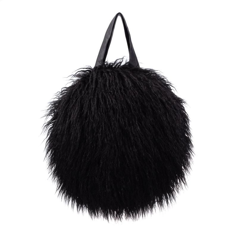Helen Moore Faux Shearling Round Bag in Black