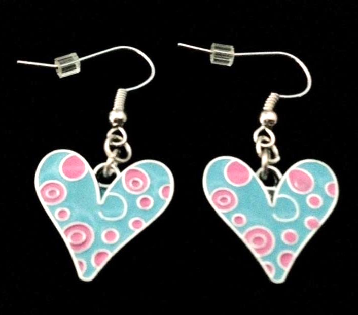 *No.716 Blue and Pink Heart Earrings